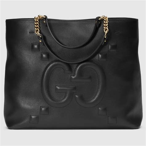 gucci signature leather tote bag|gucci embossed leather tote bag.